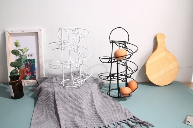 Creative Kitchen Egg Rack Spiral Egg Basket Wrought Iron Practical