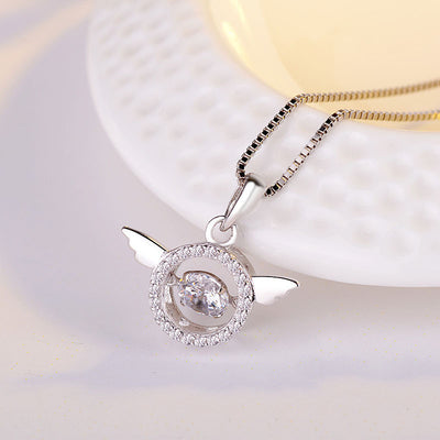 Silver S925 Silver Jewelry In Europe And America Simple Fashion Heartbeat Angel Pendant Women''s Accessories Wholesale