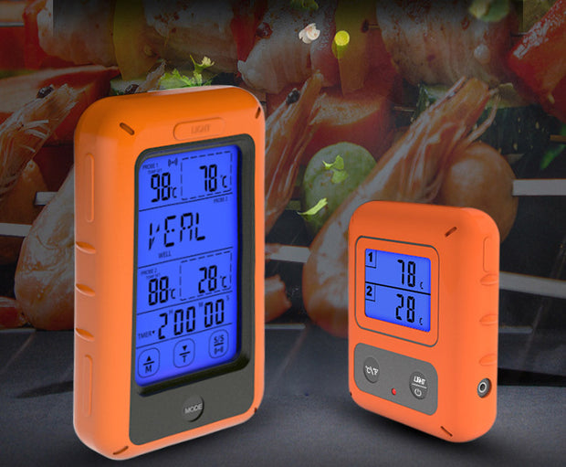 Wireless touch screen food double fork thermometer