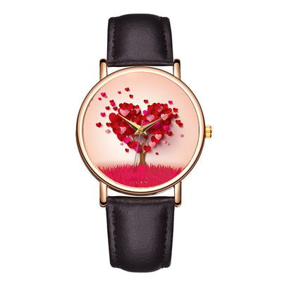 Love Tree Background Belt Casual Wrist Watch