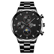 Fashion Men's Calendar Student Casual Luminous Stainless Steel Quartz Wrist Watch