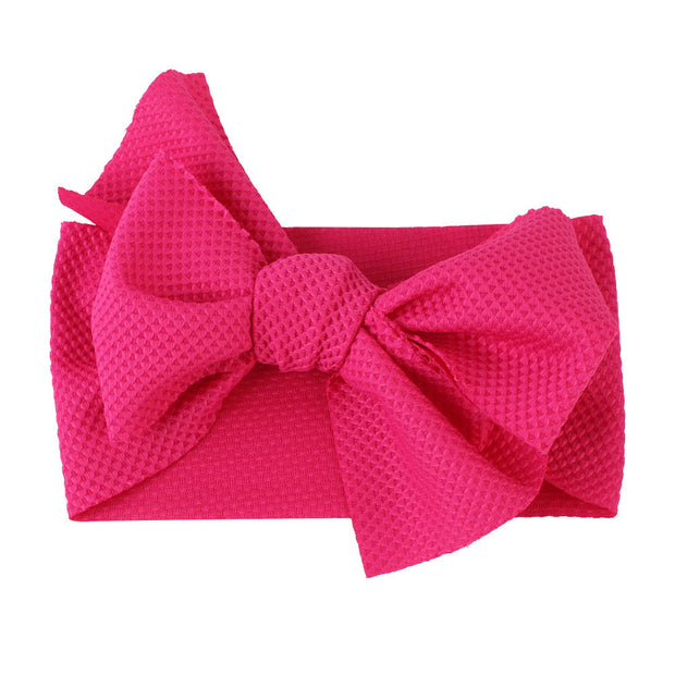 Pure Color Bowknot Seersucker Baby Headwear