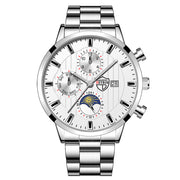 Fashion Men's Calendar Student Casual Luminous Stainless Steel Quartz Wrist Watch