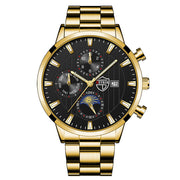 Fashion Men's Calendar Student Casual Luminous Stainless Steel Quartz Wrist Watch